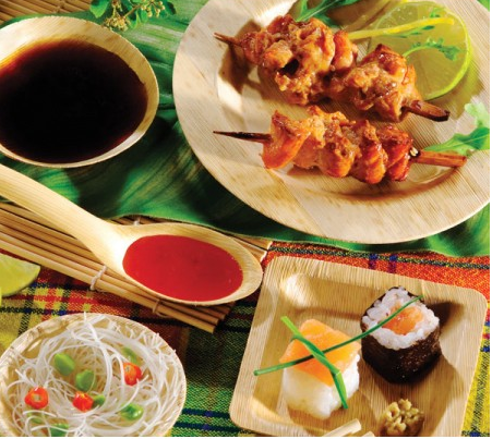 Eco Friendly Tasting Disposable Dessert Cups Bamboo Leaf 2.75inch