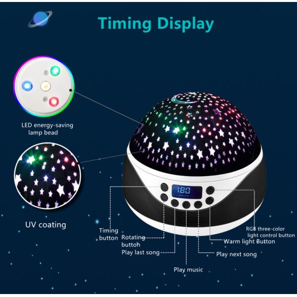 Built-in 12 Light Songs 360 Degree Rotating 8 Colorful Night Light Projector Remote Control and Timer Design Projection