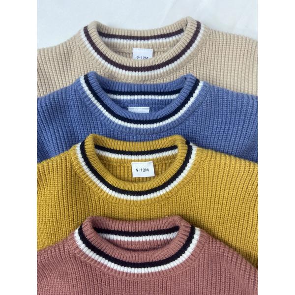 Unisex stripe knitted baby clothes set long sleeve knit baby girl sweater