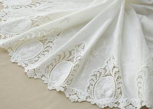 China Cotton White Crochet Lace Fabric / Embroidered Lace Fabric For Home Textile 130cm wholesale