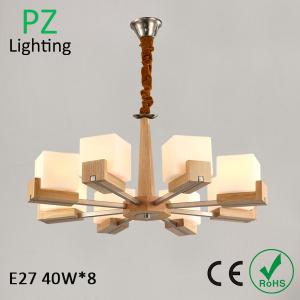 China Modern wooden lamp 3/5/8 arms wooden pendant lighting fixture made in Zhongshan China wholesale