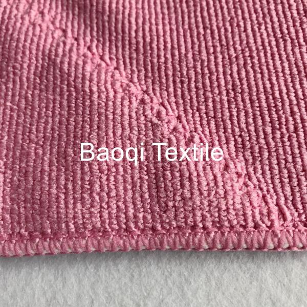 Rose color size 12”100% poly house cleaning cloth， tea towels dry water kitchen dish towels with scrape