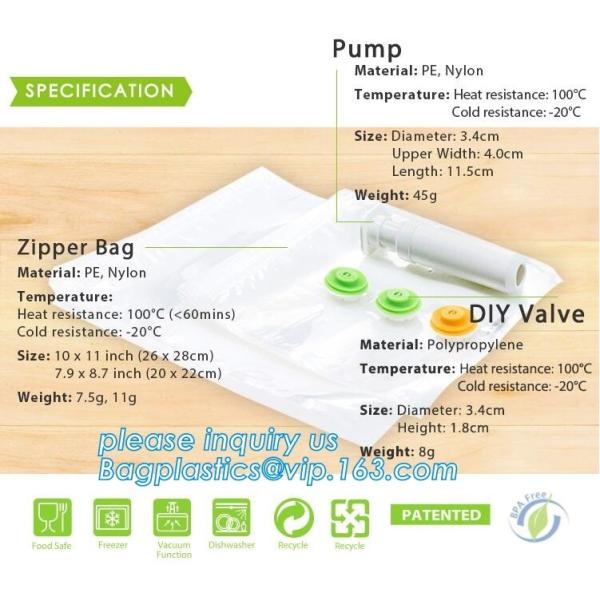 Vacuum Food Storage Bags, 2 Pack 8" x 16' Vacuum Sealer Bags Rolls, vacuum pack shrink bags vacuum bags for wholesales