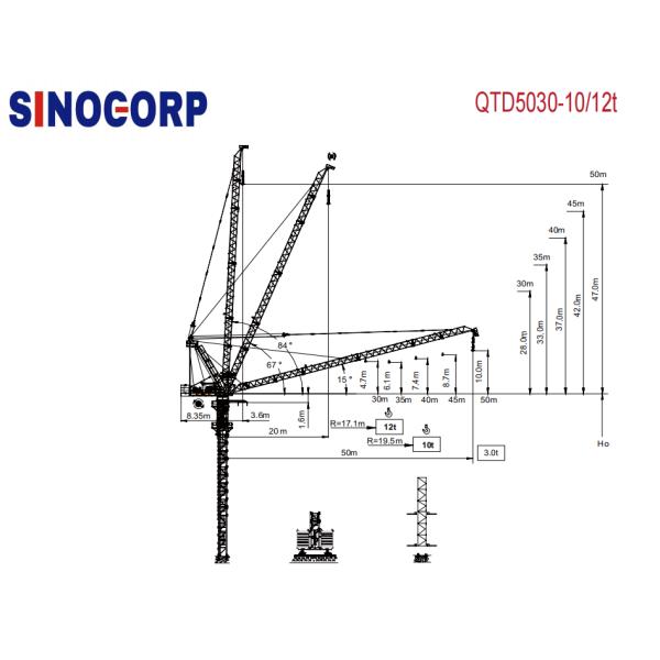 QTD5030-10/12T 10 Ton Luffing Tower Crane: Perfect for Space Constraints & Height Restrictions