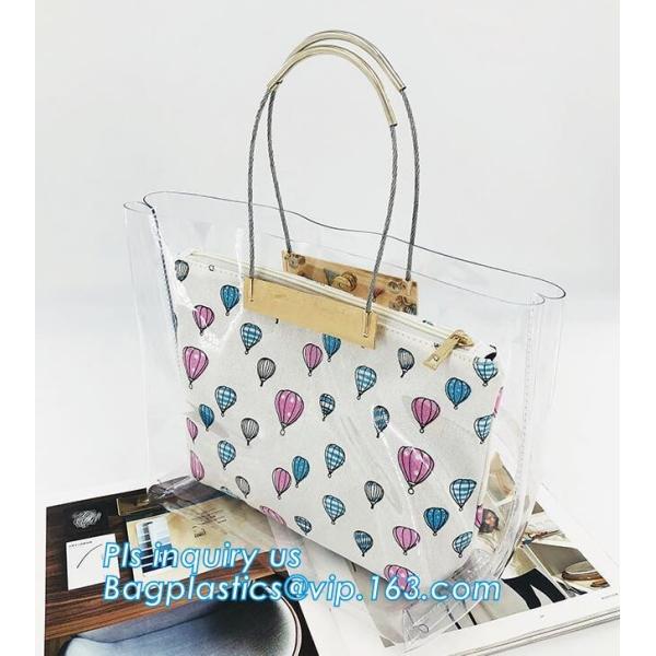 vinyl tote bags transparent pvc handbag, Fashion pvc beach bag summer handbag women, Metallic Transparent PVC Beach Hand
