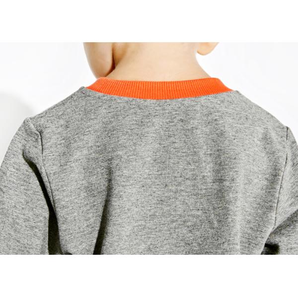 Colourful Rib Teen Kids Boys Clothes Round Neck Gray Sweater For Autumn