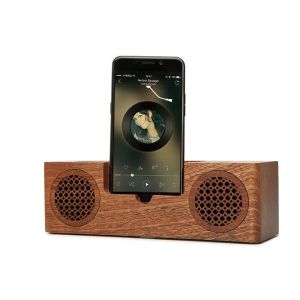 China Mini Wooden Bluetooth Speaker , 1200mAh Battery Phone Charger Holder on sale