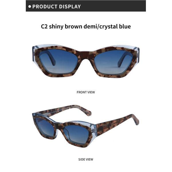 Cateye Polarized Sunglasses For Women Men Fashion Narrow Acetate Frame 51mm