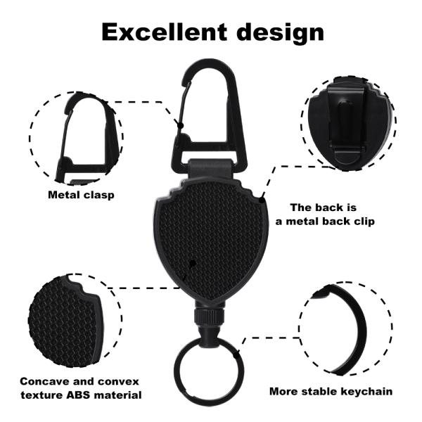 Deyi Badge Reel Heavy Duty Badge Holder Retractable Gear Retractable Cord Black Metal Color