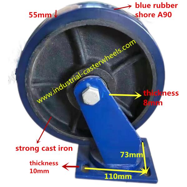 Super Heavy Duty Rubber On Cast Iron Castor Wheels 700kgs