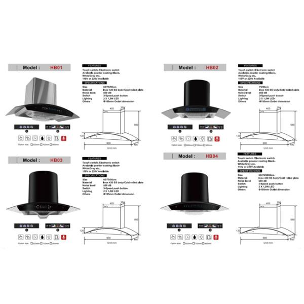 Home Appliance Kitchen Hood Exhaust Range Cooker Hood SS Chimney