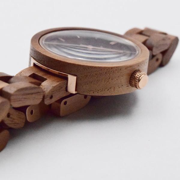 Small Face Ladies Wooden Watches 3 Atm Water Resistant Watch Walnut Wood Cases