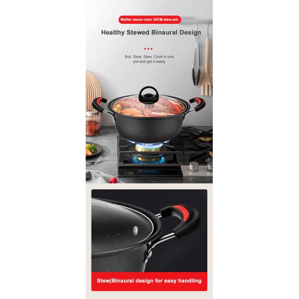 Black Non Stick Cast Iron Cookware Set Medical Stone Cookware Set