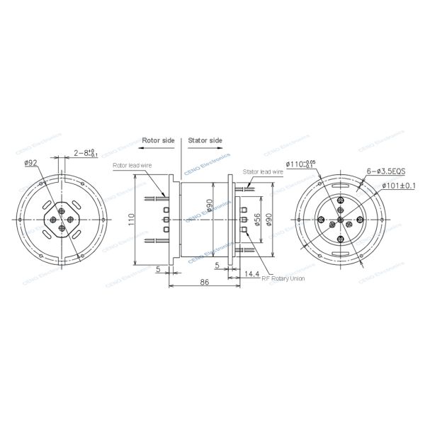 4 Channels RF Rotary Joint combined Electric Power Slip Ring in Low Temperature