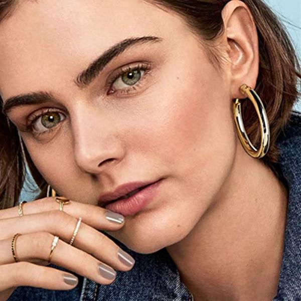 Fashion Gold Color Hoop Earrings Hypoallergenic High Polished Dangle Drop Minimalist Hoops Earrings for Women Girls