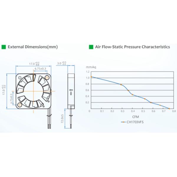 Plastic LCP 94V0 17x3mm 3DCV PWM Controlled Fan