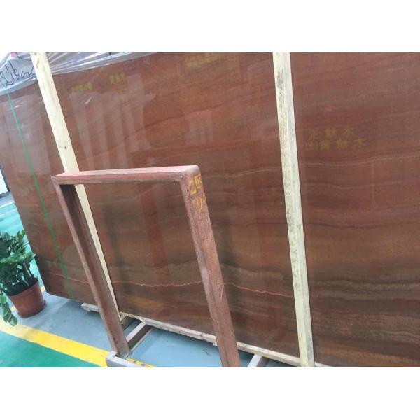 Wooden Grain Red Natural Stone Slabs Panel Custom Size 2.69g / Cm³ Density