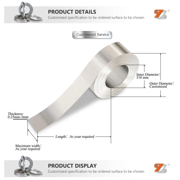China Manufacturer cold rolled ss strip coil BA finished 304l stainless steel strip