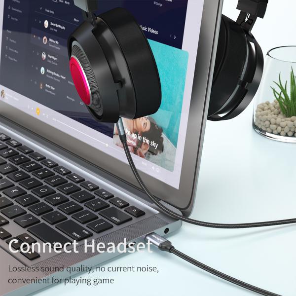 Type C To 3.5mm AUX Headset USB Audio Adapter With Plug In Connection OLP Protection