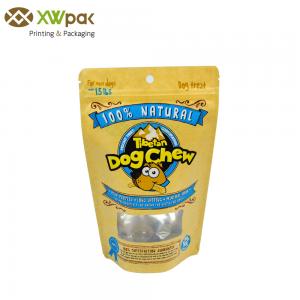 Custom printed stand up zipper dog food treats plastic packaging bag pet food pouch with window