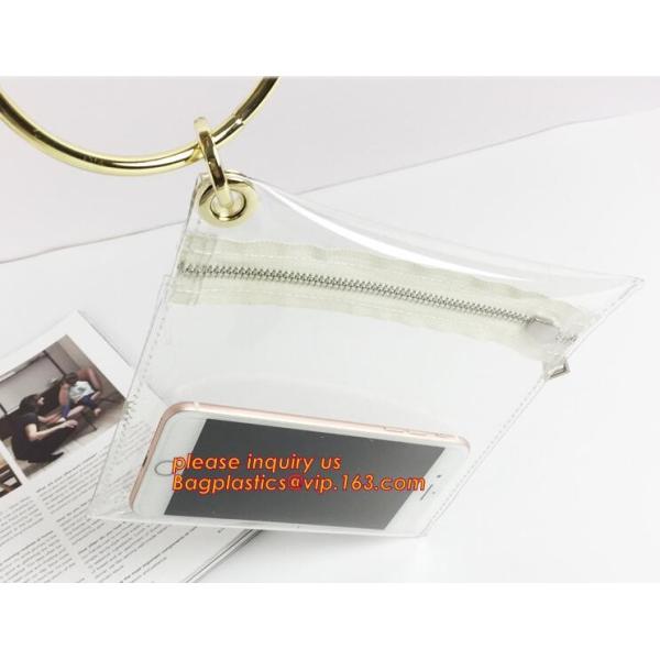Cosmetic Sewing Metal Zipper Bags, PVC leather cosmetic bag metal double zipper puller makeup bag, Metal Zipper Printing