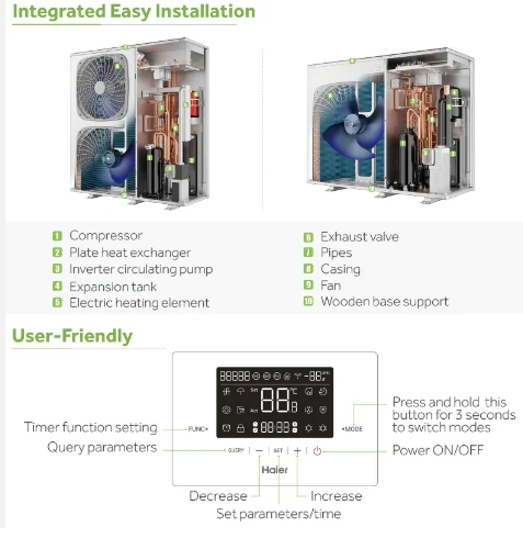 OEM Domestic 08 R290 Monoblock Warmepumpe 22 kW Air Source Electric Heat Pump Compressor for House Warmepumpe for Home Use