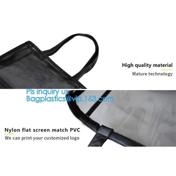 Fashionable Beach Bag Outdoor Tote Bag Black Mesh Handbags, Customized women beach bag, ladies mesh beach bags handbag