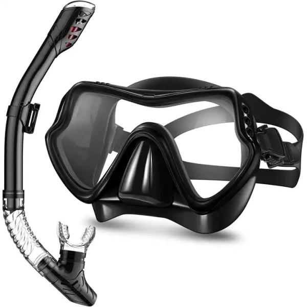 High Quality Adult Snorkel Diving Scuba Set With Anti-Fog Coated Glass Purge Valve And Anti-Splash Silicon Mouth Piece
