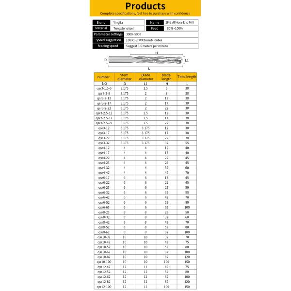 Manufacturer Cnc Wood Bits Ball Nose Endmill Cutter 2 Flute End Mill 5mm 6mm Ball Nose Bit Wood Carving Tools