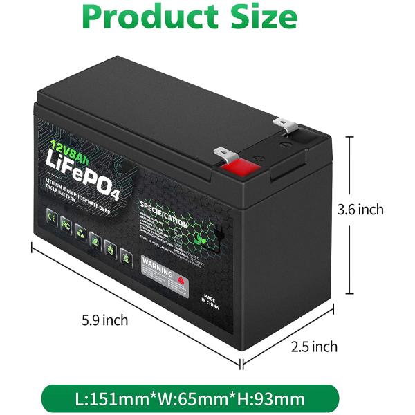 8Ah 12v Lithium Phosphate Battery Caravan Lifepo4 Lithium Ion Battery