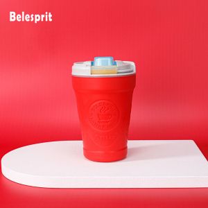 China Customized Silicone Coffee Mug Travel Use With Handle And Lock on sale