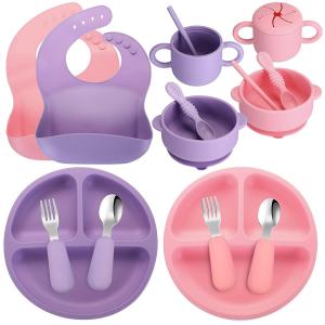 China Reusable Thickened Silicone Baby Feeding Set , Nontoxic Suction Cup Plates And Bowls wholesale