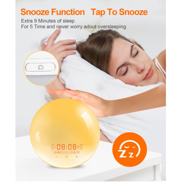 2022 New Smart APP Sunrise Wake up Light Alarm Clock with 8 Natural Music Sunrise Simulation Bedside Night light with FM