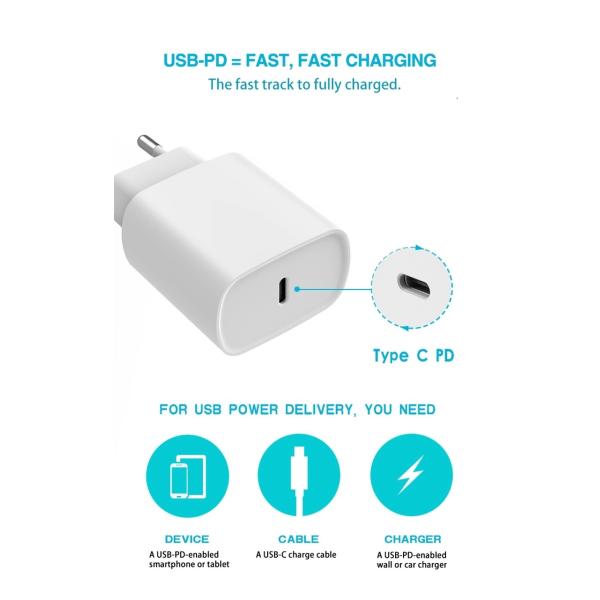20W PD USB Type C Quick Charger Adapter For iPhone 11 Pro XR X Xs Max 12 Mini Fast PD charger port Travel Wall