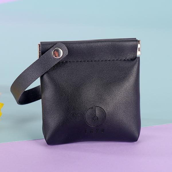 Biodegradable Bag, Eco Friendly, Purse, Drawstring, New Pu Leather Portable Coin Purse Shrapnel Bag Earphone Storage Bag Handbag Black