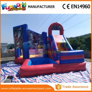 China Customized Size Spiderman Inflatable Combo Jumping Castle With Slide / Pool wholesale