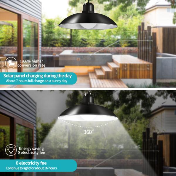 400lm IP65 Solar Powered Pendant Light Dusk To Dawn Light For Indoor Outdoor Garage