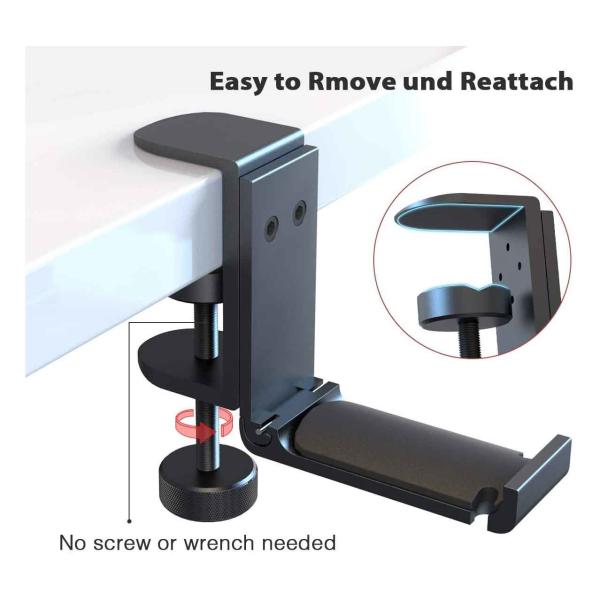 Foldable Adjustable Gaming Headset Hanger Under Desk RoHS Approved