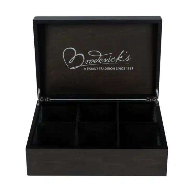 Handmade Timber Stash Box Tea Bag Organizer Black Wooden Tea Bag Box