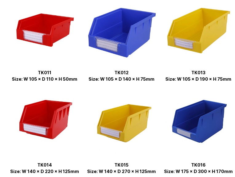 Small Parts Storage Solution Virgin Plastic PP Stack Hang Bins For Organizing
