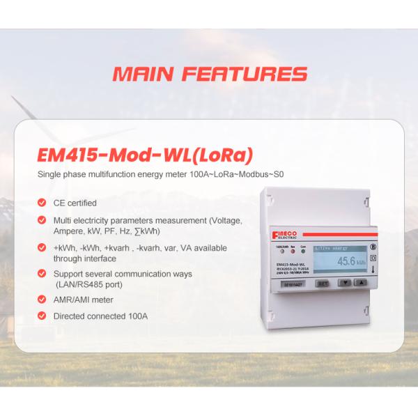 White EM415-Mod-WL Single Phase Lorawan Energy Meter with Digital Display