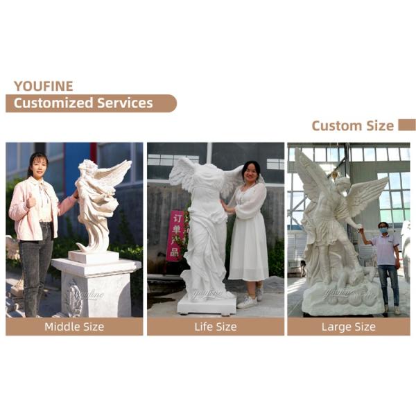 Outdoor Church Religious White Life Size Marble Saint Michael Angel Statue Stone