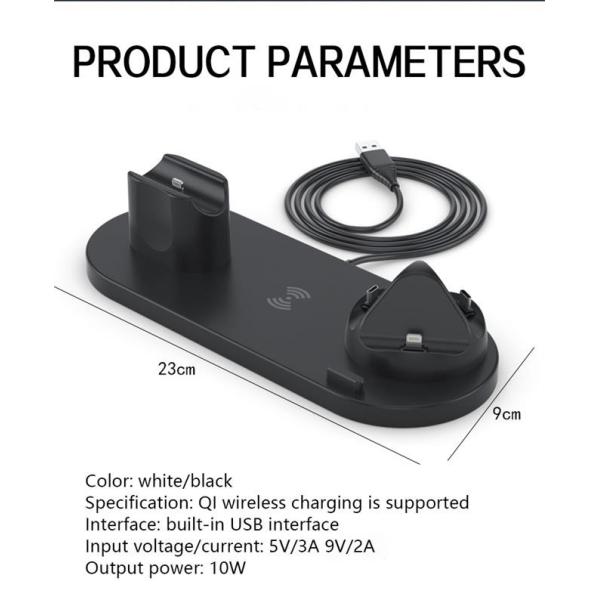 Rotating 6 In 1 Wireless Charging Station 5V 2A Multi Device Charger For Apple IPhone
