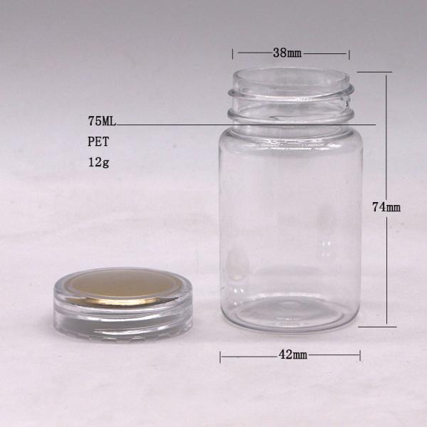 70ml PET Small Transparent Bottle Plastic Medicine Container with PS Cover OEM Service