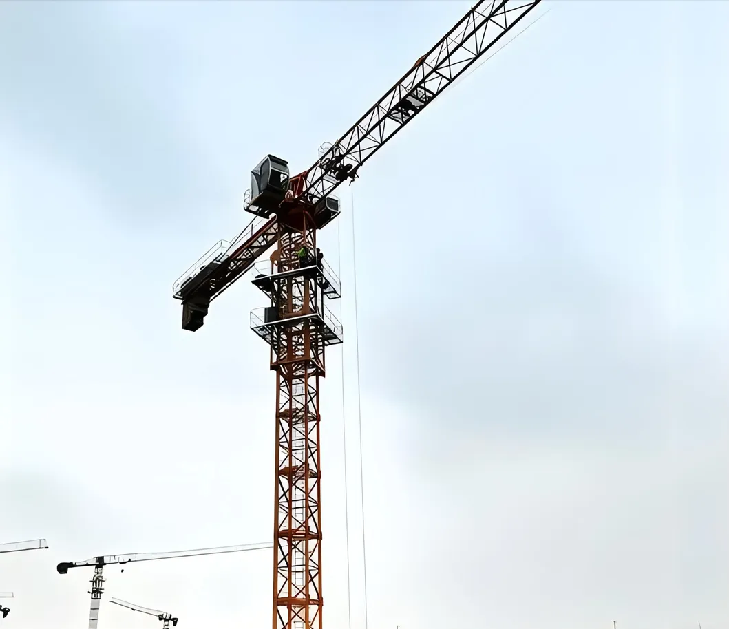 The Used High Quality Qtp Series 80 6010 8t China Cheap Price Static Tower Crane Zoomlion Ruck Mounted Crane Range 60 M Attaching Height 150 M