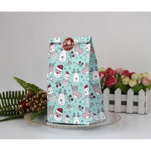 Christmas 70g White Kraft Paper Food Packaging Paper Bag For Bakery