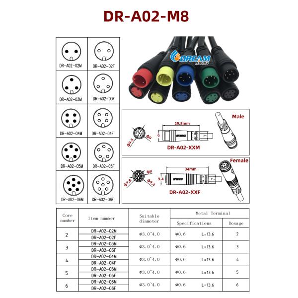 ODM/ OEM E-Bike Connector Female Male 2 3 4 5 6 pin Waterproof Connector