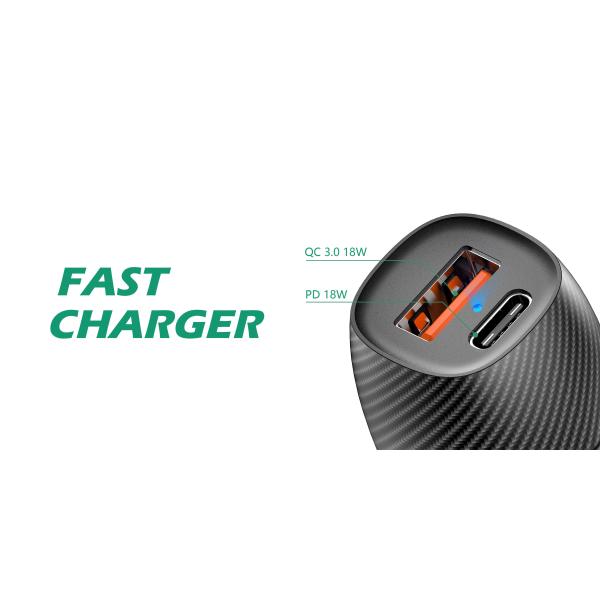 Qc 3.0 Car Pd Fast Charger Type-C Universal Mini Usb C Dual 2 Port Cell Phone