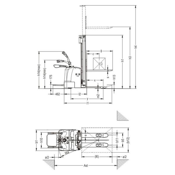 Automatic Ride On Electric Pallet Stacker AC Motor 1500kg Yellow Color