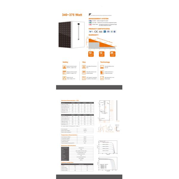 365W Monocrystalline Solar Panel For Home Use Mono Best